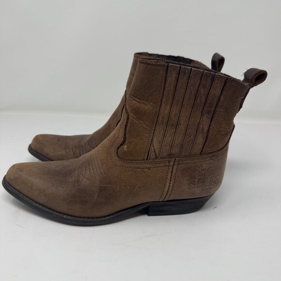 Joe Sanchez Brown Leather Ankle Cowboy Boots EU 37 - Picture 2 of 8